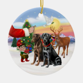 Traktatie voor twee labradors (chocolade + zwart) keramisch ornament