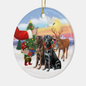 Traktatie voor twee labradors (chocolade + zwart) keramisch ornament (Links)