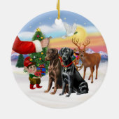 Traktatie voor twee labradors (chocolade + zwart) keramisch ornament (Achterkant)