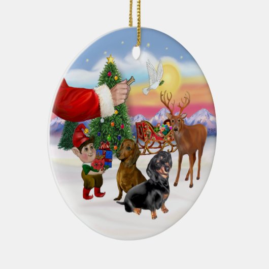 Traktatie voor twee teckels keramisch ornament (Rechts)