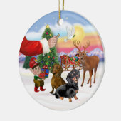 Traktatie voor twee teckels keramisch ornament (Links)