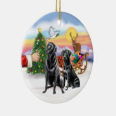 Traktatie voor twee zwarte labradors keramisch ornament (Rechts)