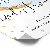 Traktaties en gunsten Blue Gold Moon Baby shower t Poster (Hoek)
