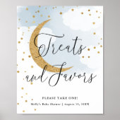 Traktaties en gunsten Blue Gold Moon Baby shower t Poster (Voorkant)