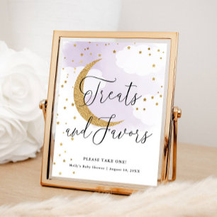 Traktaties & Favorieten Paarse Gouden Maan Baby sh Poster