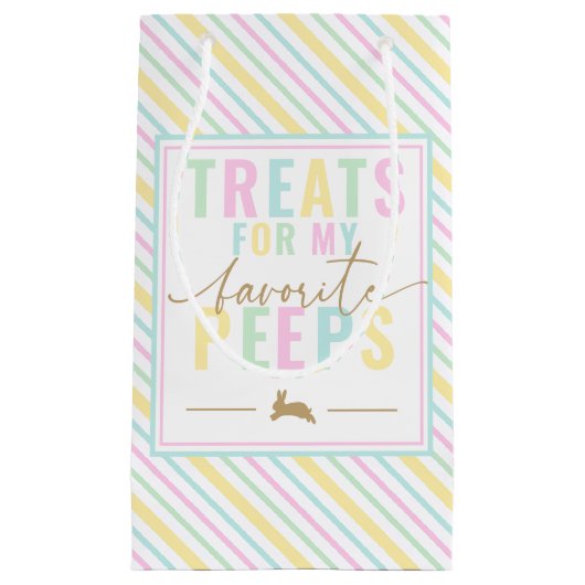 Traktaties voor mijn peeps paashaas pastelstreep klein cadeauzakje (Voorkant)