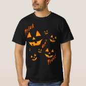 Trakteer of Trick en Jack-O-Lantern ogen en glimla T-shirt (Voorkant)