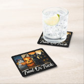 "Trakteer of truc" Halloween Brush Stroke Cat Kartonnen Onderzetters (Insitu)