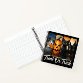 "Trakteer of truc" Halloween Brush Stroke Cat Notitieboek (Binnen)