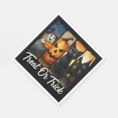 "Trakteer of truc" Halloween Brush Stroke Cat Servet (Hoek)