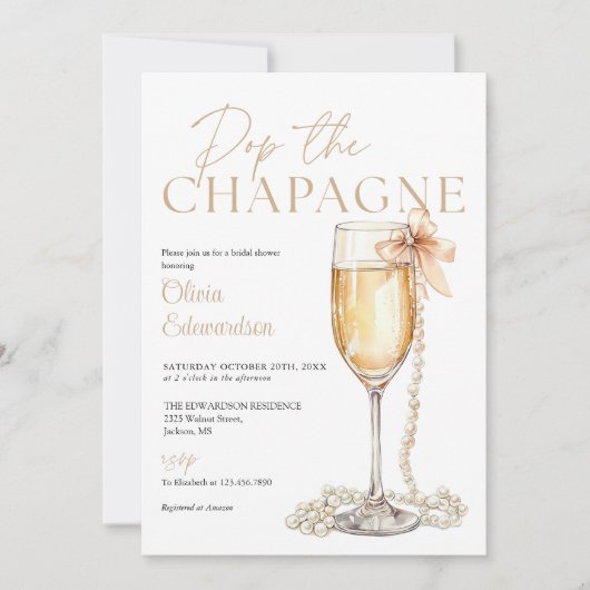 Trakteer op Champagne QR Code Bruidsdouche Kaart (Voorkant)