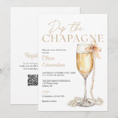 Trakteer op Champagne QR Code Bruidsdouche Kaart (Voorkant / Achterkant)
