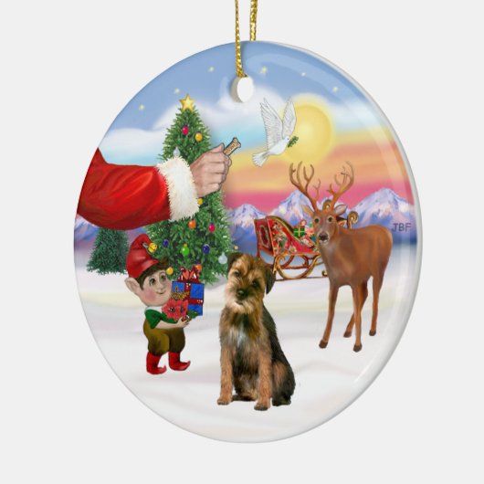 Trakteer op een Border Terrier Keramisch Ornament (Links)