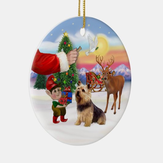 Trakteer op een Norwich Terrier Keramisch Ornament (Rechts)