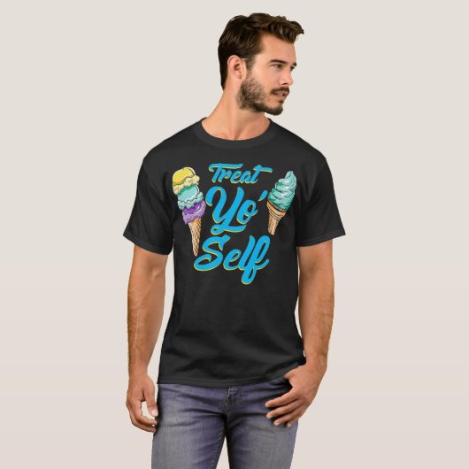 trakteer u zelf grappig liefde zomer ijs t-shirt (Voorkant volledig)