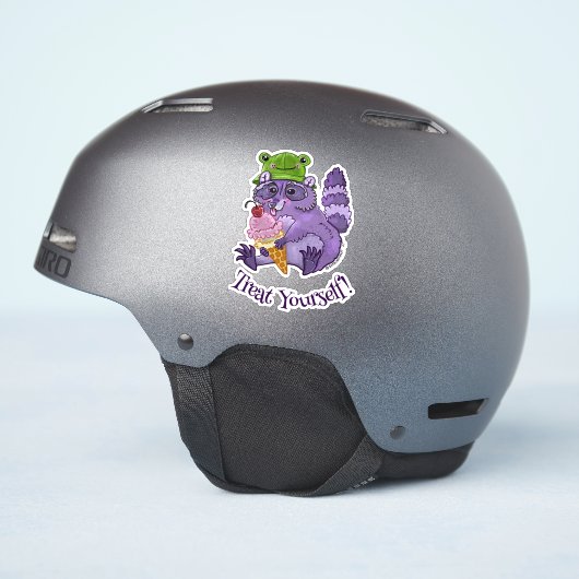 Trakteer uzelf, Paarse wasbeer met Icecream Sticker (Helm Zijkant)