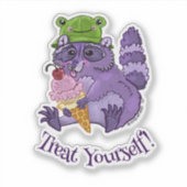 Trakteer uzelf, Paarse wasbeer met Icecream Sticker (Voorkant)