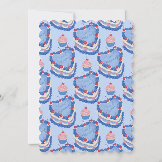 Trakteer uzelf taart verjaardagsuitnodiging kaart (Achterkant)