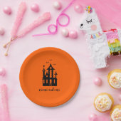 Trakteert en eet Halloween spookhuis Sinaasappel Papieren Bordje (Feest)