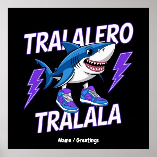 Tralalero Tralala Bootleg Funny Shark Meme Graphic Poster (Voorkant)