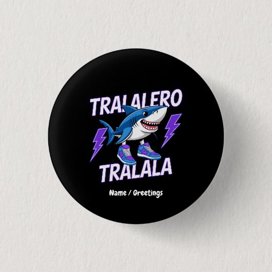 Tralalero Tralala Bootleg Funny Shark Meme Graphic Ronde Button 3,2 Cm (Voorkant)