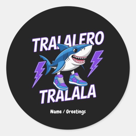 Tralalero Tralala Bootleg Funny Shark Meme Graphic Ronde Sticker (Voorkant)
