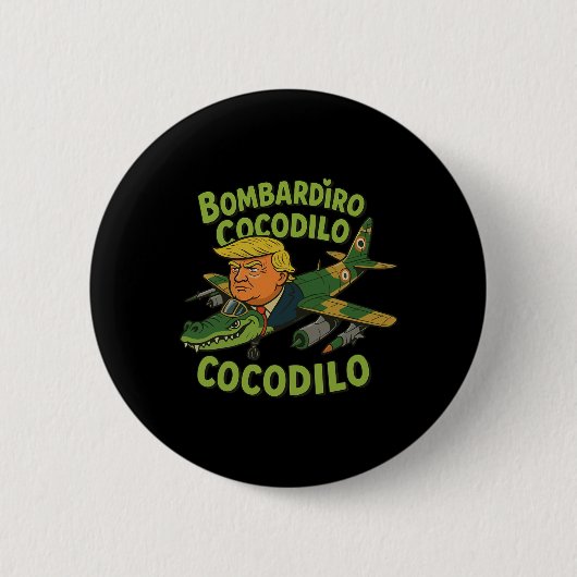 Tralalero Tralala Crocodilo Trump Italiaanse Herse Ronde Button 5,7 Cm (Voorkant)