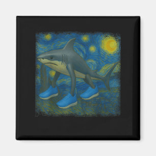 Tralalero Tralala Funny Shark Van Gogh Sterrennach Magneet
