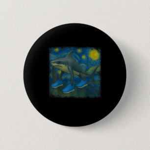 Tralalero Tralala Funny Shark Van Gogh Sterrennach Ronde Button 5,7 Cm