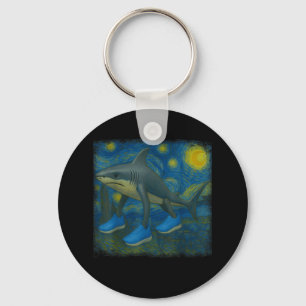 Tralalero Tralala Funny Shark Van Gogh Sterrennach Sleutelhanger