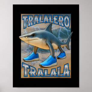 Tralalero Tralala Italiaans Brainrot Meme Verjaard Poster