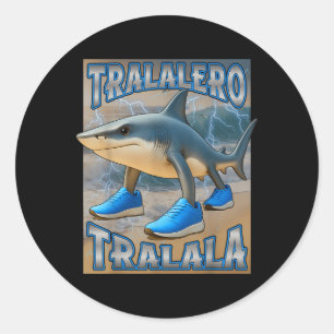 Tralalero Tralala Italiaans Brainrot Meme Verjaard Ronde Sticker