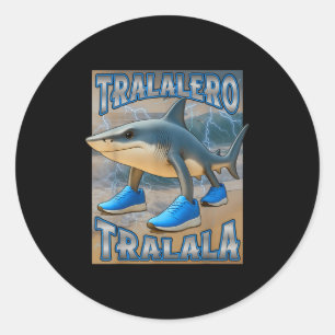 Tralalero Tralala Italiaans Brainrot Meme Verjaard Ronde Sticker