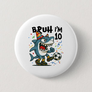 Tralalero Tralala Italiaanse Brainrot Voetbal 10e  Ronde Button 5,7 Cm