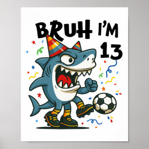 Tralalero Tralala Italiaanse Brainrot Voetbal 13e  Poster