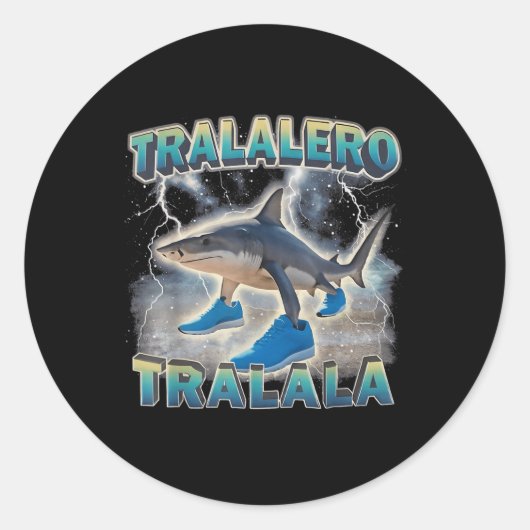 Tralalero Tralala Ronde Sticker (Voorkant)