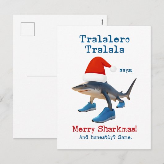 Tralalero Tralala Shark in Santa Hat Feestdagenkaart (Voorkant / Achterkant)