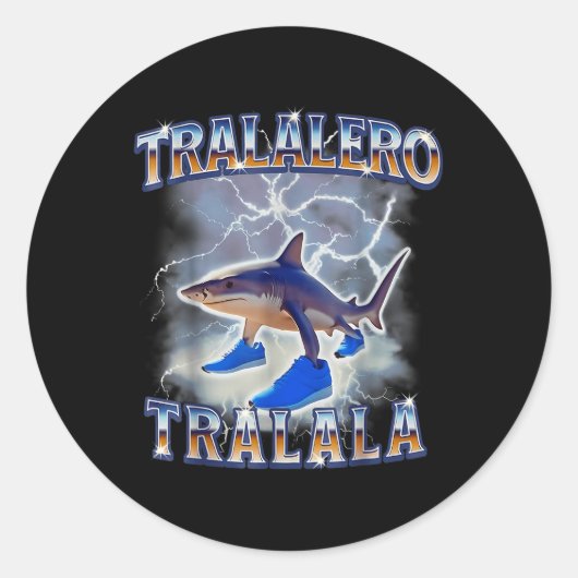 Tralalero Tralala Shark Meme Bootle Ronde Sticker (Voorkant)