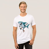 Tralalero Tralala SkeleBoo Halloween Design Mannen Tri-Blend Shirt (Voorkant volledig)