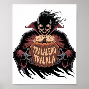 Tralalero Tralala Vampire Pompoen Halloween Poster