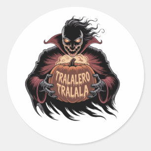 Tralalero Tralala Vampire Pompoen Halloween Ronde Sticker
