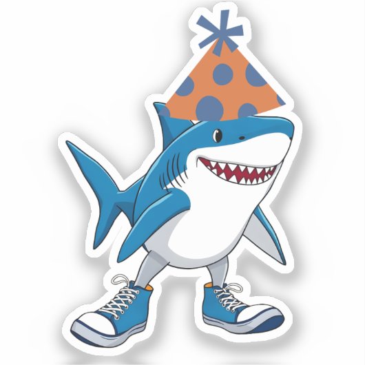 Tralalero Tralala Verjaardag Cartoon Haai Sticker (Voorkant)