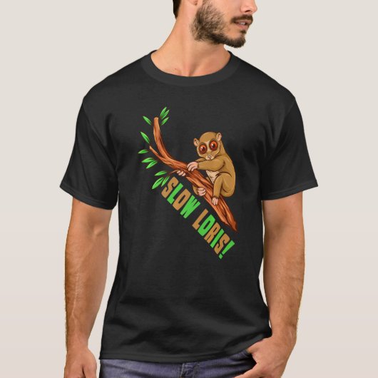 Traloris Trage Loris Plumbloris Primate Monkey Ape T-shirt (Voorkant)