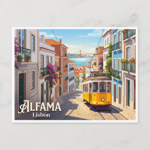 Tram 28 in Alfama Lissabon Portugal Briefkaart