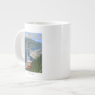 Tram boven Juneau, Alaska Vintage Reisposter Grote Koffiekop