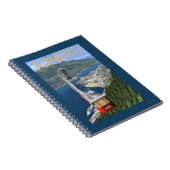 Tram boven Juneau, Alaska Vintage Reisposter Notitieboek (Rechterzijde)
