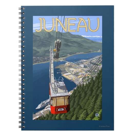 Tram boven Juneau, Alaska Vintage Reisposter Notitieboek (Voorkant)