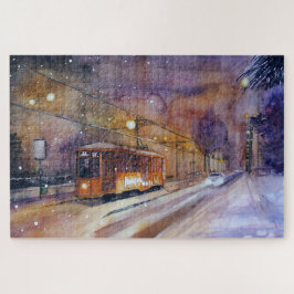 tram en sneeuw legpuzzel