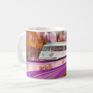 Tram in vintage-stijl, waarschijnlijk geïnspireerd koffiemok