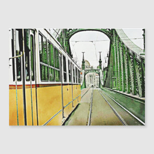 Tram - on bridge - Budapest Magnetic Card